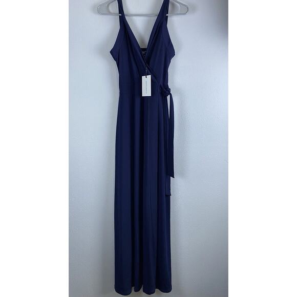 NWT 41 Hawthorn Sz Sm Maxi Blue Faux Wrap Empire Waist Tie Soft 54” Long Dress - Picture 1 of 16
